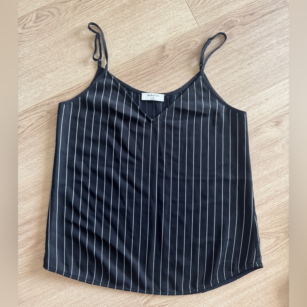 Aritzia Babaton Black Striped Cami Top